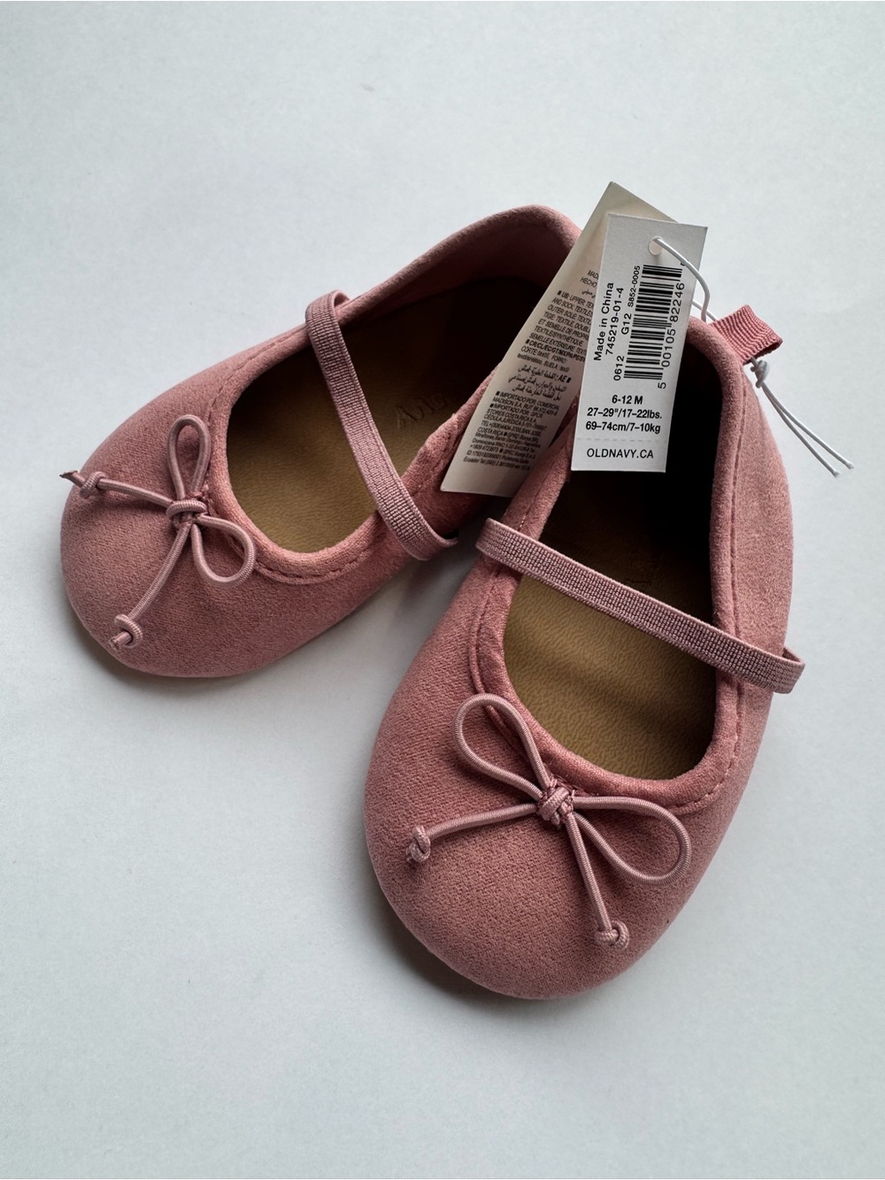 Old Navy Baby Faux Suede Bow Ballet Flats Pink 6-12M NWT Mary Jane Cute Shoes